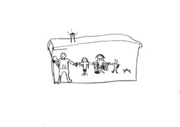 Drawing of a family in a home by Gabriel, age 7